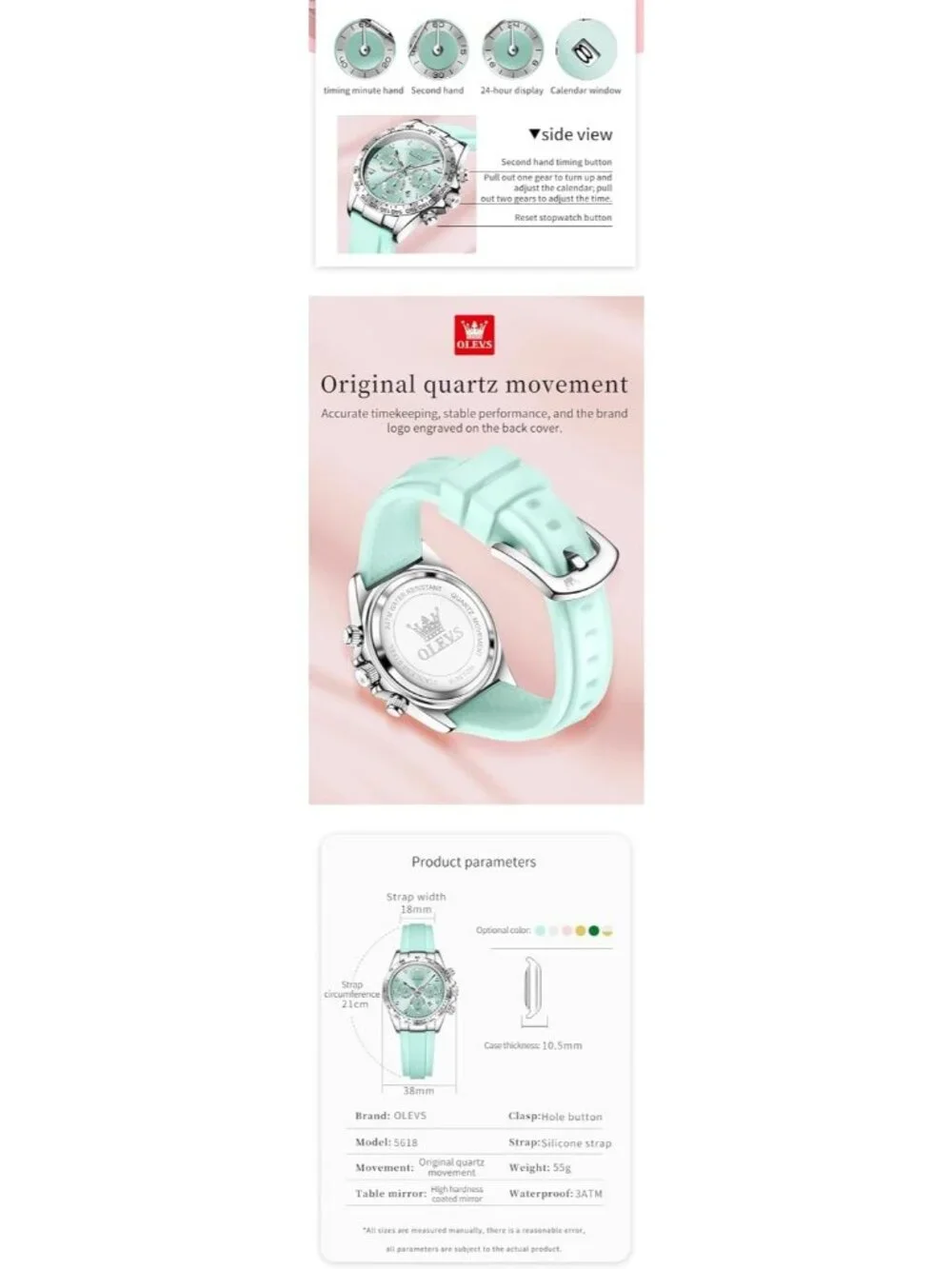 Women's Blue Stainless Steel Bracelet Waterproof Dress Luxury Analog Wrist Watch